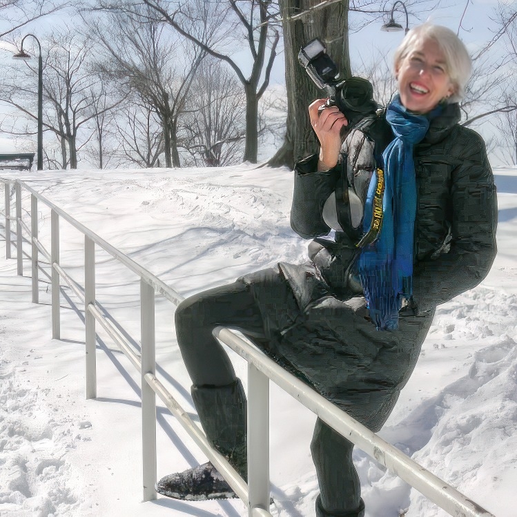 Carol Clayton, photographer, on location